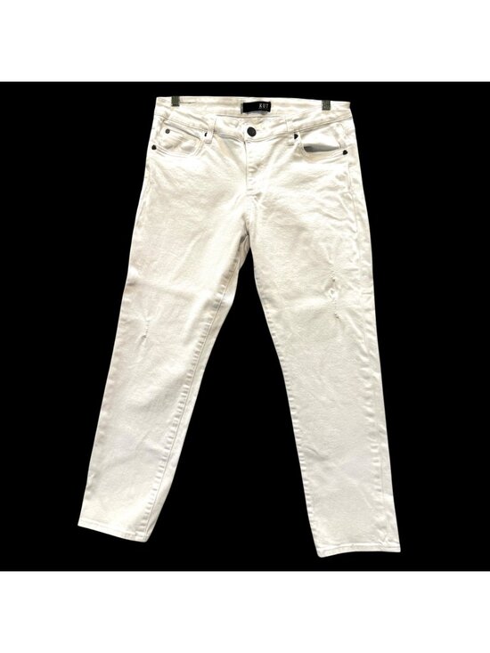 Kut from the Kloth Denim - Kut From The Kloth Women's Size 10 White Straight Leg Distressed Denim Jeans